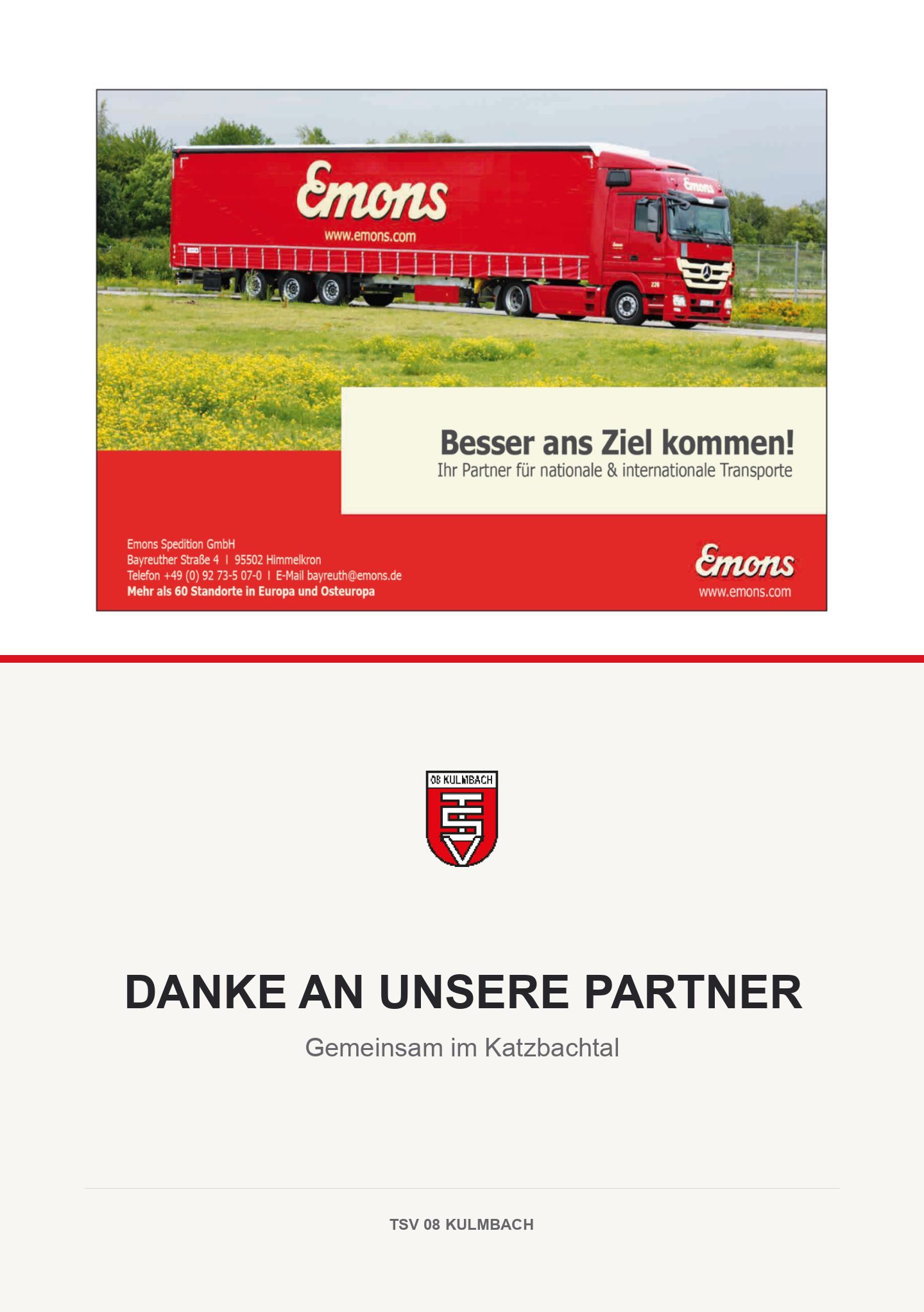 Anzeige: Emons Spedition, darunter unser Dank an alle Partner
