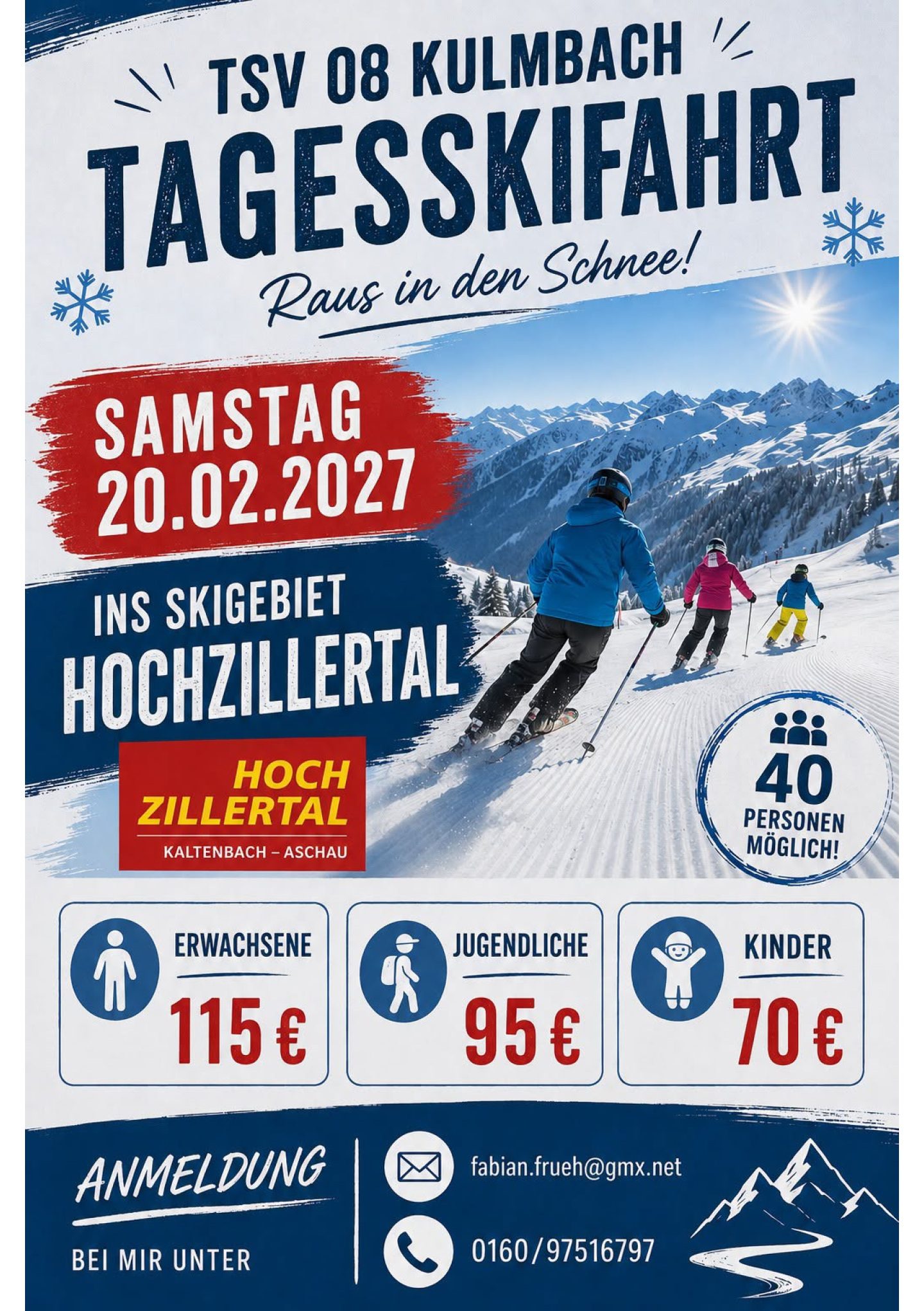 Eigenanzeige: Unsere Tagesskifahrt ins Hochzillertal am 20. Februar 2027